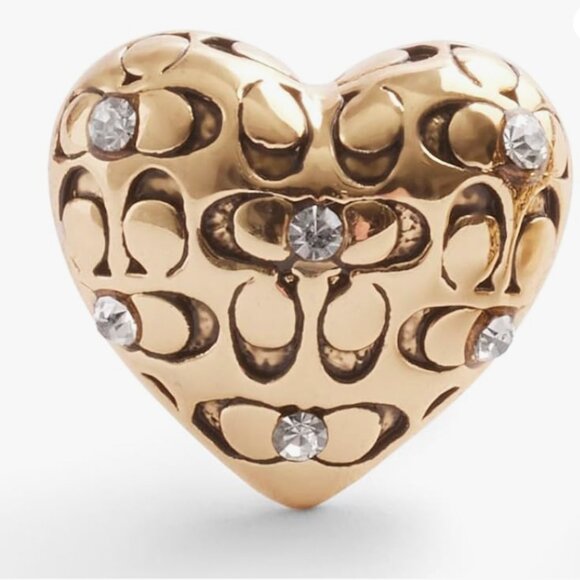 COACH Signature Quilted Heart Stud Earrings